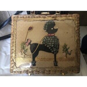 Princess Charming By Altas VTG 50s  POODLE Wicker Box Handbag